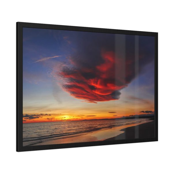 93854-1001.jpg Red Sky at Morning with Ocean Framed Poster