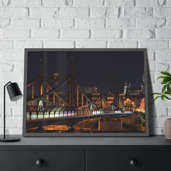 93854-1083.jpg Bridge and Church Framed Poster