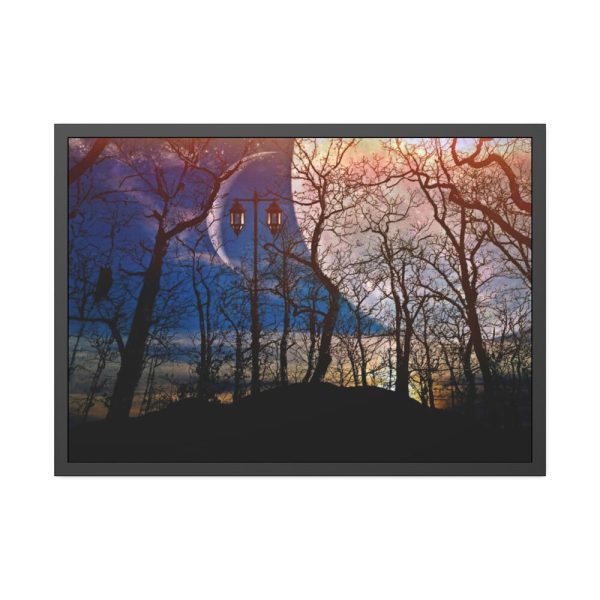 93854-1140.jpg Full Moon and Forest Night Darkness Framed Poster
