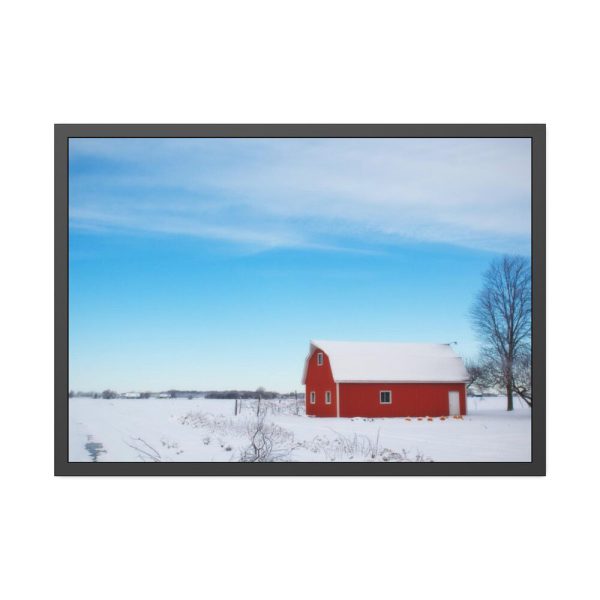 93854-1196.jpg Red Barn in the Winter Framed Poster