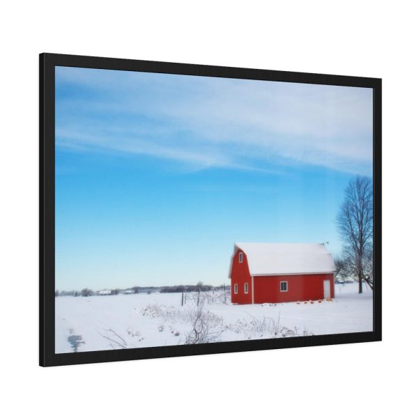 93854-1197.jpg Red Barn in the Winter Framed Poster