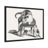 Domestic Cat on a Stool and Three Kittens by Gottfried Mind Framed Poster