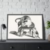Domestic Cat on a Stool and Three Kittens by Gottfried Mind Framed Poster