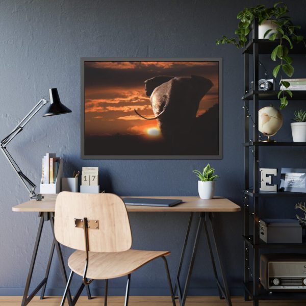 93854-270.jpg Elephant and Yellow Sky Framed Poster