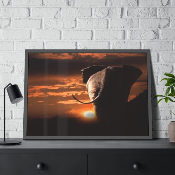 93854-271.jpg Elephant and Yellow Sky Framed Poster