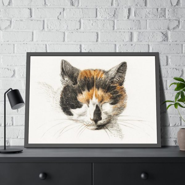 93854-283.jpg Head of a Calico Cat with Closed Eyes by Jean Bernard Framed Poster