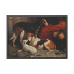 A Couple of Foxhounds with a Terrier by William Barraud Framed Poster
