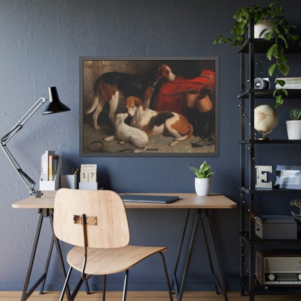A Couple of Foxhounds with a Terrier by William Barraud Framed Poster