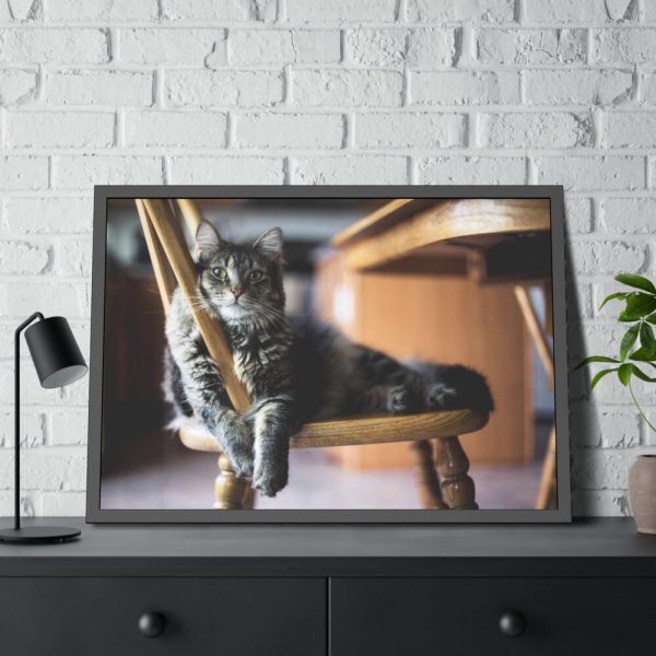 93854-343.jpg Beautiful Cat on Chair Framed Poster
