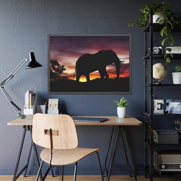 93854-458.jpg Elephant and Sunset in Africa Framed Poster