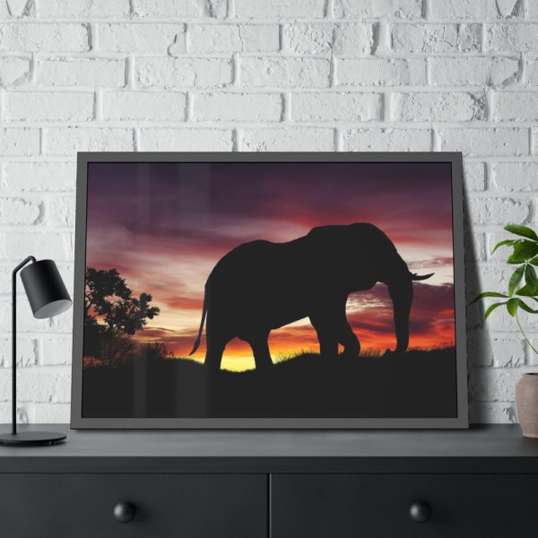 93854-459.jpg Elephant and Sunset in Africa Framed Poster