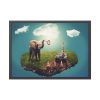 Elephant and Giraffe Illustration Framed Poster