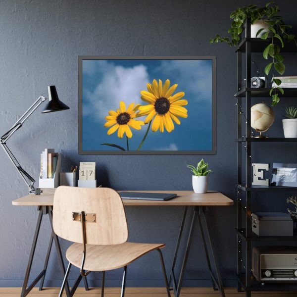 93854-526.jpg Blue Sky and Sunflower Framed Poster