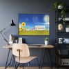 93854-534.jpg Sunflower Field With Blue Framed Poster