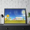 93854-535.jpg Sunflower Field With Blue Framed Poster