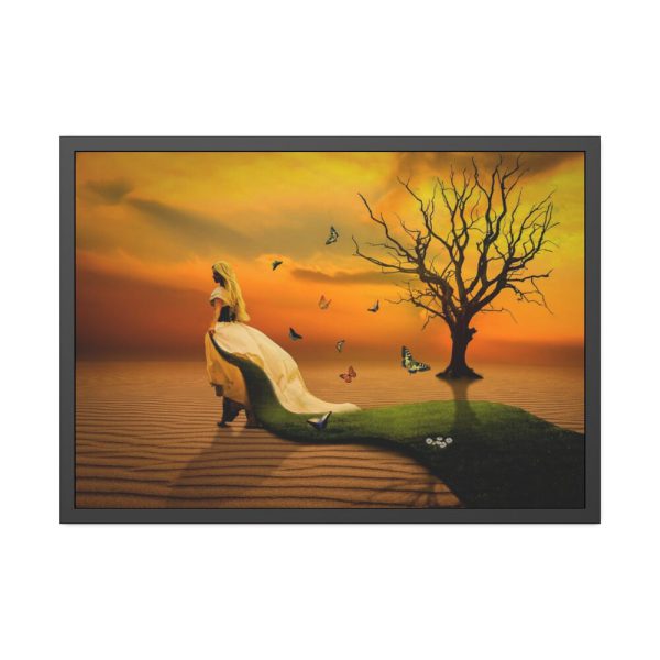 93854-568.jpg Woman in Desert on the Sand Framed Poster