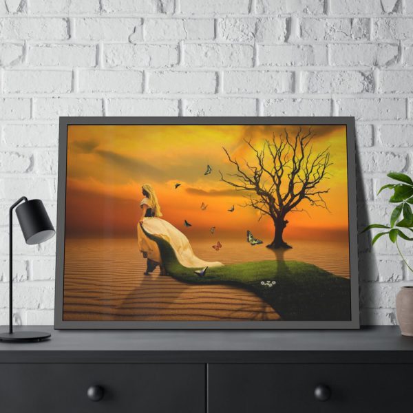 93854-571.jpg Woman in Desert on the Sand Framed Poster