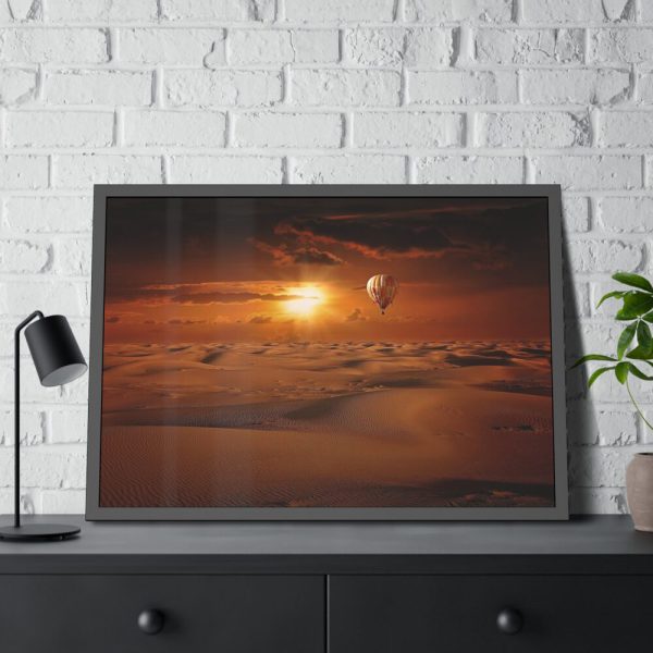 Hot Air Balloon in Desert Framed Poster