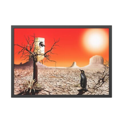 Penguin in Desert Framed Poster