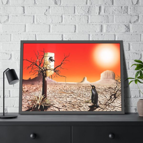 93854-619.jpg Penguin in Desert Framed Poster
