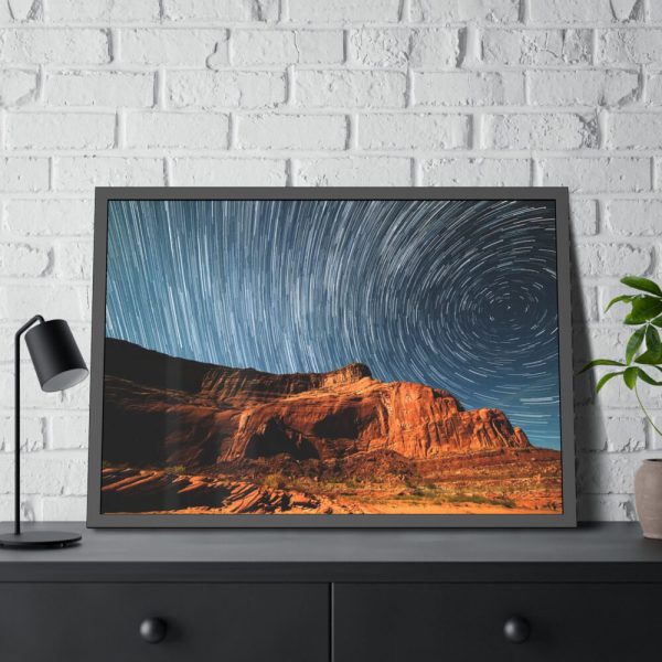 93854-679.jpg Swirling Stars in a Night Sky Over Lake Powell Framed Poster