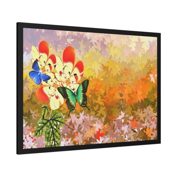 93854-73.jpg Butterflys on Flowers Background Framed Poster