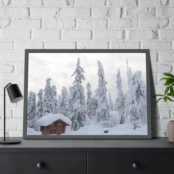 93854-775.jpg Snowfall on Trees Framed Poster