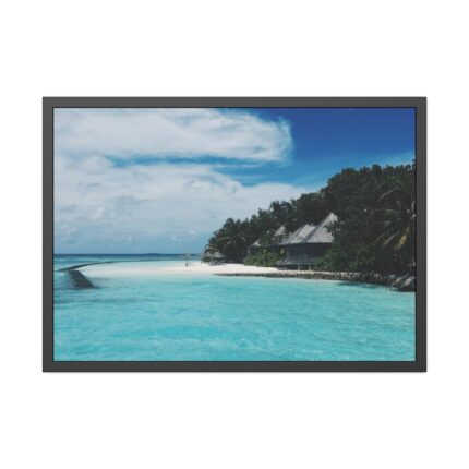 Beach View With White Sand and Blue Ocean in Summer Framed Poster