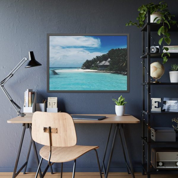 93854-786.jpg Beach View With White Sand and Blue Ocean in Summer Framed Poster