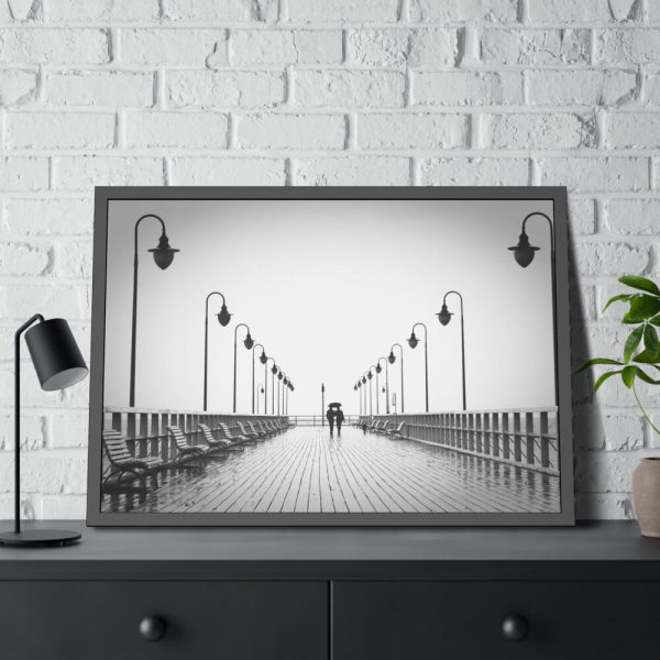 93854-811.jpg Rain on the Promenade in Black and White Framed Poster