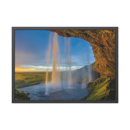 Waterfall on a Cave Framed Poster