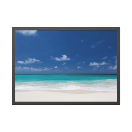 Blue Sky Sandy Beach Aesthetic Landscape Framed Poster