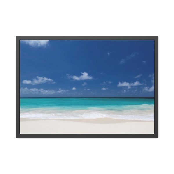 93854-844.jpg Blue Sky Sandy Beach Aesthetic Landscape Framed Poster