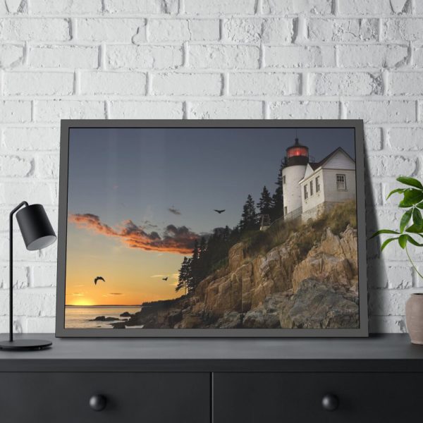 Lighthouse and Beautiful Sunset Framed Poster