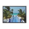 93854-856.jpg Sunny Beach With Palm Tree and Blue Sky Framed Poster