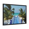 93854-857.jpg Sunny Beach With Palm Tree and Blue Sky Framed Poster