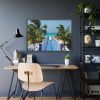 93854-858.jpg Sunny Beach With Palm Tree and Blue Sky Framed Poster