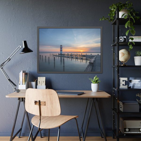 Lighthouse on the Ocean Dock Framed Poster