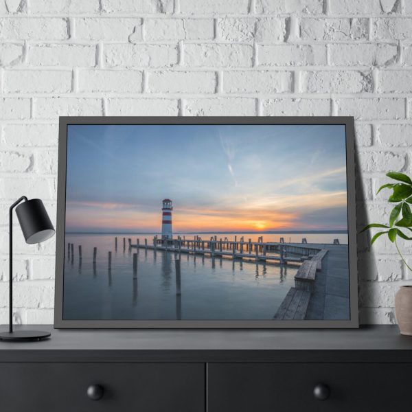 Lighthouse on the Ocean Dock Framed Poster