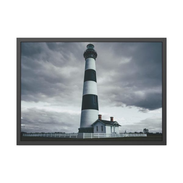 93854-880.jpg Lighthouse With Black Sky Framed Poster