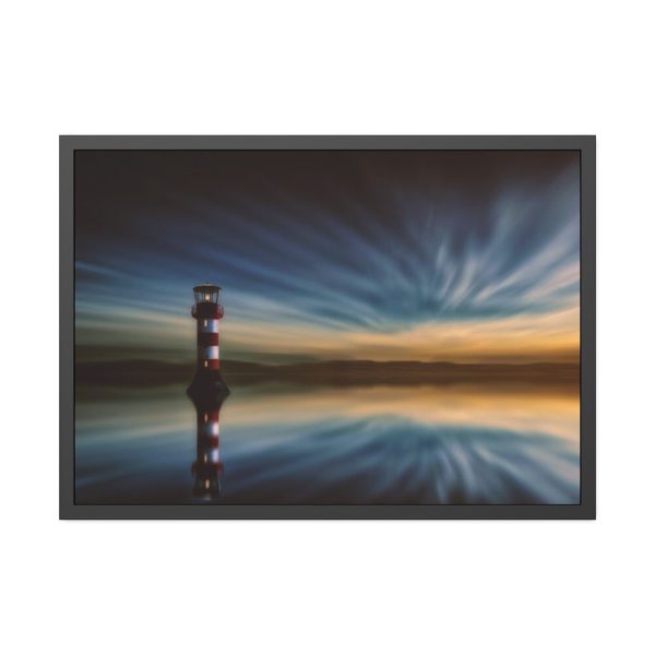 93854-884.jpg Water Reflection and Lighthouse in Dusk Framed Poster