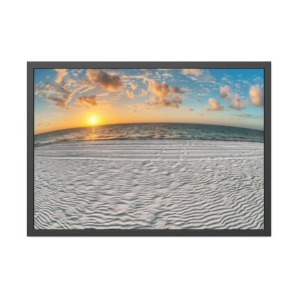 Wind Rippled White Sand Beachline at Sunset Framed Poster