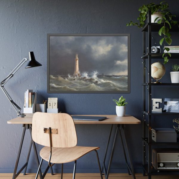 Eddystone Lighthouse by Anton Melbye Framed Poster