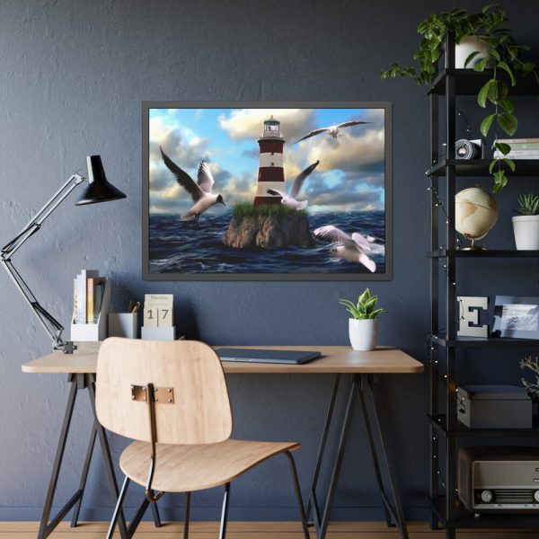 93854-970.jpg Lighthouse and Seagulls Framed Poster