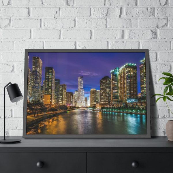 93854-979.jpg Chicago Illinois River Water Reflections Framed Poster