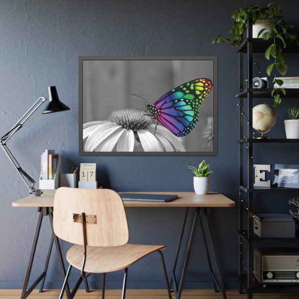93854-98.jpg Colorful Butterfly on Flower Framed Poster