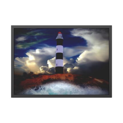 Lighthouse Sea Water Illustration Framed Poster