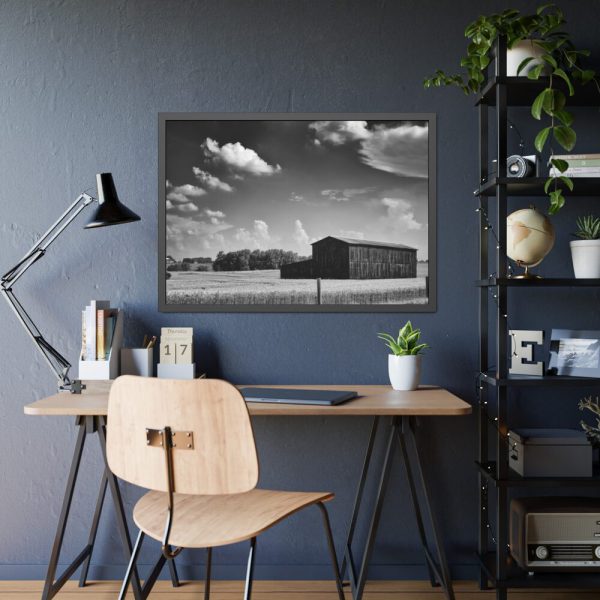 93855-1037.jpg Black and White Barn Framed Poster