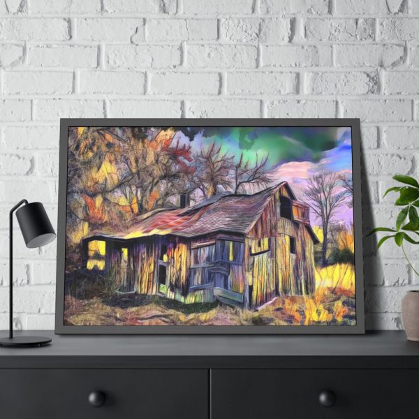 Shed Shack House Woden Framed Poster
