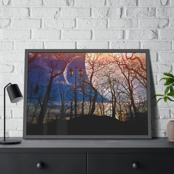 93855-1142.jpg Full Moon and Forest Night Darkness Framed Poster